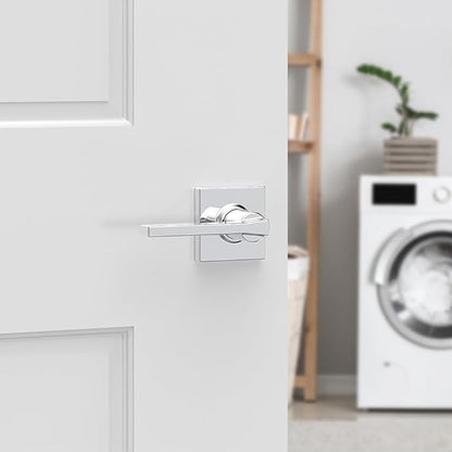 Kwikset Casey Hallway Passage and Bed/Bath Privacy Door Handle 6 Pack, 3 Passage Levers and 3 Privacy Levers, Polished Chrome Reversible Interior Handles
