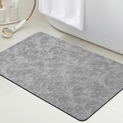 ACCUMTEK Non Slip Bath Mat, Thin Bathroom Rugs Fit Under Door, Quick Dry Bath Mats, Machine Washable Bath Rugs for Bathroom, Bathtub & Kitchen, Bathtub, Light Gray/Crackle/32 x20