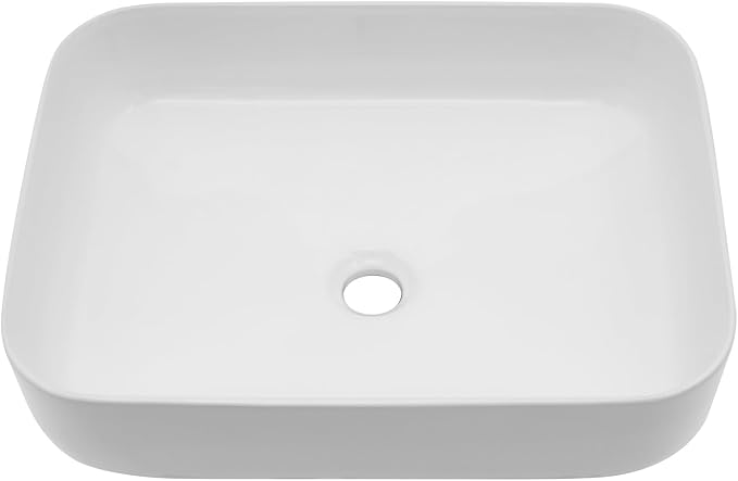 20x16 Inch Bathroom Vessel Sink White Vessel Sink Rectangule Bowl Sinks for Bathrooms Above Counter Rectangular Ceramic Vessel Bathroom Sink Porcelain Lavatory Vanity Sink Basin