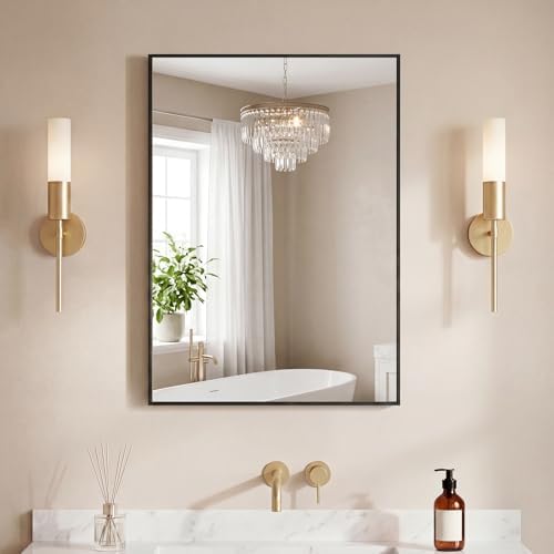 NEWBULIG 22"x30" Wall Mirror, Bathroom Mirrors for Over Sink, Black