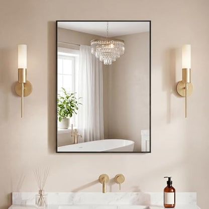 NEWBULIG 22"x30" Wall Mirror, Bathroom Mirrors for Over Sink, Black