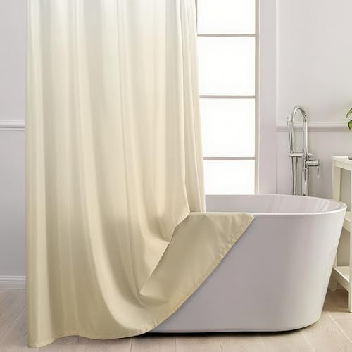 No Hook Shower Curtain and Liner Set for Bathroom, Ombre Beige, 71" x 74"
