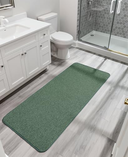 Bosap Bath Mat,Ultra Thin Bathroom Runner Rugs,Large Bath Mats for Bathroom,Quick Dry,Non-Slip,Machine Washable,Low Pile,Bath Rug,Shower Outside,Sink,Home Decor Accessories.Green,3'x6'(36x72inch)