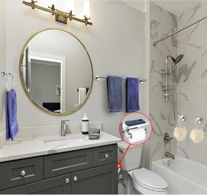 5 Pieces Polished Chrome Bathroom Hardware Accessories Set, SUS304 Stainless Steel 24 Inch Bath Towel Bar Set, Round Bathroom Towel Holder Set, Towel Racks for Bathroom Wall Mounted