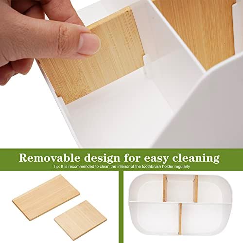 Ayswupt Electric Toothbrush Holders for Bathrooms,White Tooth Brushing Holder,Kids Toothpaste Holder with Dividers,Bathroom Countertop Organizer,Tooth Brush Storage Caddy for Sink Vanity Office