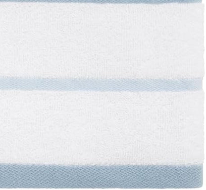 IZOD – Hand Towels, Plush Ringspun Cotton Blend with Striped Design and Dark Hem Finish, Set of 2 (Sandbar Blue)