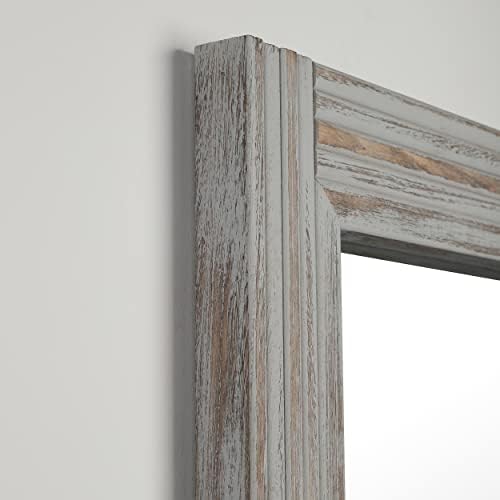 YOSHOOT Hand-Made Wooden Spliced Wall Mirror for Bathroom, Rustic Farmhouse Vanity Mirror, Décor Wall Art, Solid Wood Frame, Vertical or Horizontal Hanging