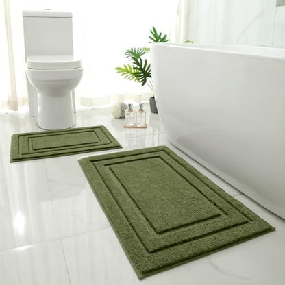 HOMEIDEAS Bathroom Rugs Sets 2 Piece, Soft Non Slip Bath Mat Sage Green