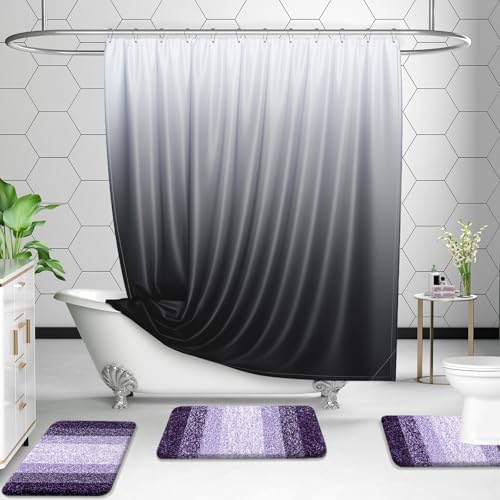 OLANLY Microfiber Bathroom Rugs Sets 3 Piece, 47"x20"+24"x16"+24"x20"
