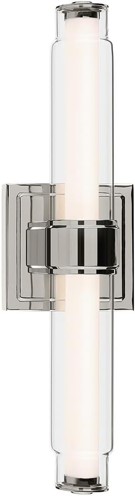 Kichler Laurene LED Bath Bar Light, Polished Nickel | Linear vanity light with clear glass for mirrors and vanities (18.5" x 5"), 55237PNLED