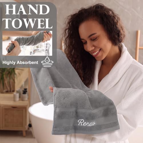 Hahafelt Decorative Bathroom Towel Set,Neutral, Relax Renew Refresh