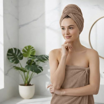 Light Brown Bath Towels for Bathroom, 100% Cotton, Thick, Soft, Luxury Bath Towels Set with 2 Extra Large Bath, 2 Hand, and 4 Washcloths – Plush, Absorbent, and Hotel-Quality Towels for Bathroom & Spa