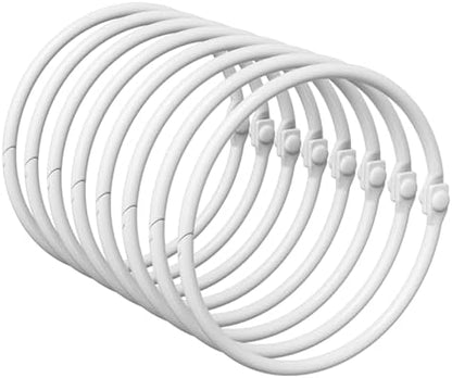 Bathway Anti-Drop Shower Rings, 12 Pcs Metal Rings for Curtain Rod, Rust Proof, White