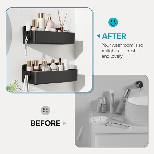 Nieifi Adhesive Shower Shelves, Black, 2 Pieces