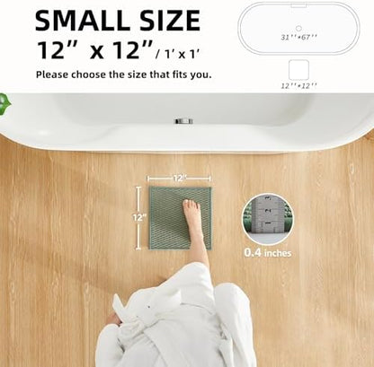 TYUU Small Bathroom Rugs Non Slip Washable Bath Rugs Super Absorbent Bathroom Rug Thin Quick Dry Low Pile Bath Mats, Sage Green 12"x12"