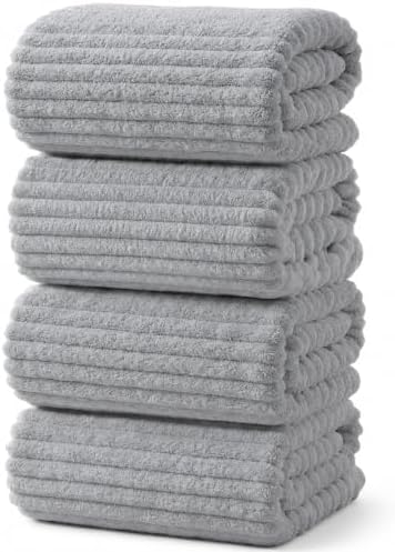4 Piece Bath Towels, 30"x60" Microfiber Towels Set, Grey