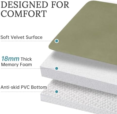 HUXMEYSON 3-Piece Memory Foam Bathroom Rug Set, Olive Green