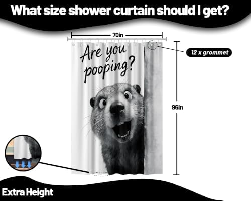 Extra Tall Shower Curtain XL Crazy Gray Otter, 70 x 96 Inchs