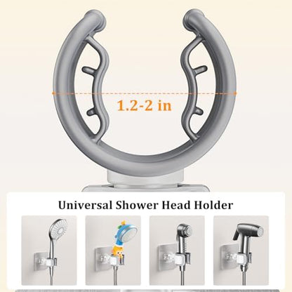 Adjustable Shower Head Holder Adhesive & Drill 2-in-1 with 360° Swivel