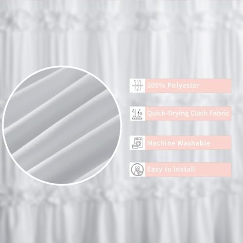 Homechoice Decor 2 Pack Fabric Shower Curtain Set, 36" W x 72" L x 2 Panels
