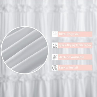 Homechoice Decor 2 Pack Fabric Shower Curtain Set, 36" W x 72" L x 2 Panels