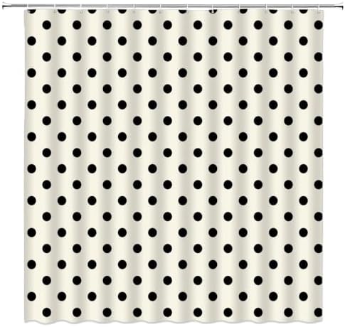 Polka Dot Shower Curtain Cream Beige Retro Spot Vintage Fabric Decorative Bathroom Curtains with Hooks,70" Wx78 H