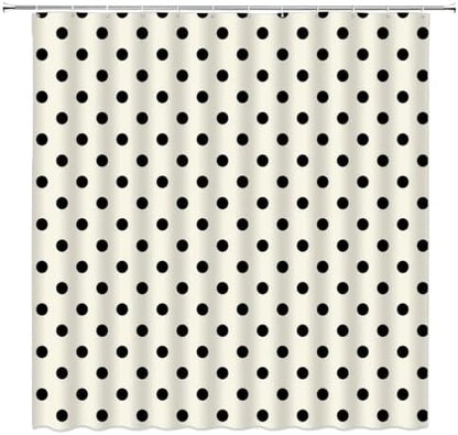 Polka Dot Shower Curtain Cream Beige Retro Spot Vintage Fabric Decorative Bathroom Curtains with Hooks,70" Wx78 H