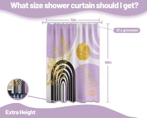 Light Purple Extra Long Shower Curtain, Tall 72X96 in, Mid Century