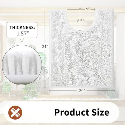 Yimobra Toilet Rugs U Shaped Washable - 24"x20" Non Slip Plush Contour Bath Rugs for Toilet - Super Soft Absorbent Quick Dry Toilet Mats for Bathroom,White