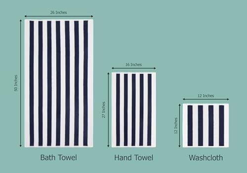 ORIGINAL KIDS 6 Piece Towel Set - 100% Cotton Cabana Stripe Kids Towel Set