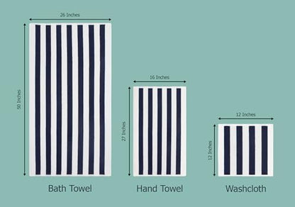 ORIGINAL KIDS 6 Piece Towel Set - 100% Cotton Cabana Stripe Kids Towel Set