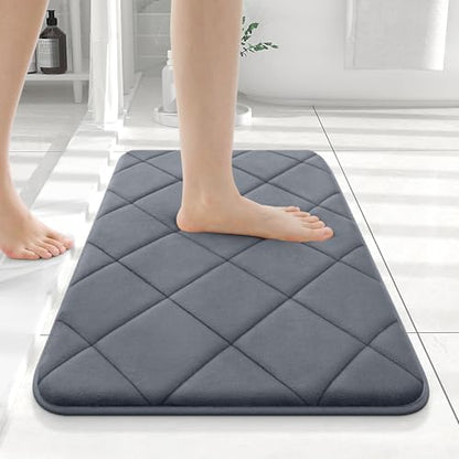 OLANLY Memory Foam Bath Mat 24x16, Ultra Soft and Absorbent Bathroom Rugs