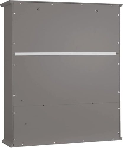 TaoHFE Grey Medicine Cabinet with Mirror, 2 Doors & 3 Open Shelves - Wall Mounted Wooden Storage Cabinet for Bathroom, Laundry or Kitchen