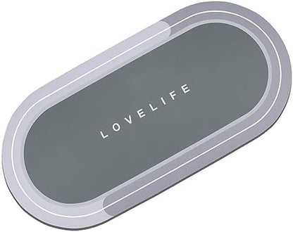 Rubber Bath mats Quick-Drying Non-Slip Bathroom mat Super Absorbent Bath mat Instant Dry Bath mat, Bathroom Rug in Front of The Kitchen Sink, Shower Room, Bathtub, Oval(Grey+16.9x35.4in)