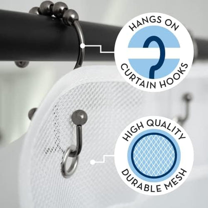 S&T INC. Shower Organizer and Caddy, 2 Pack, 14" x 30", White