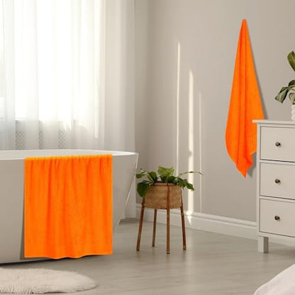 MyOwn Ultra Soft 2 Pack Oversized Bath Towel Set 28x55 inches, Cotton Large Bath Towels, Highly Absorbant Compact Quickdry & Lightweight Towel, Ideal for Gym Travel Camp Pool - Orange