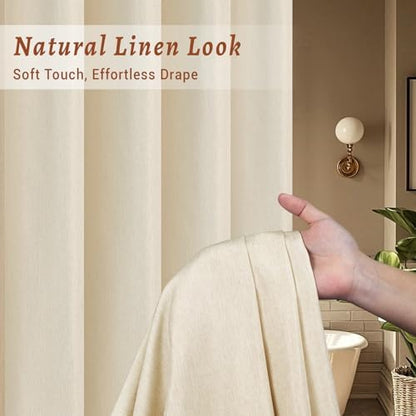 WONICY No Hook Shower Curtain with Snap-in Liner, Cream, 71 x 74
