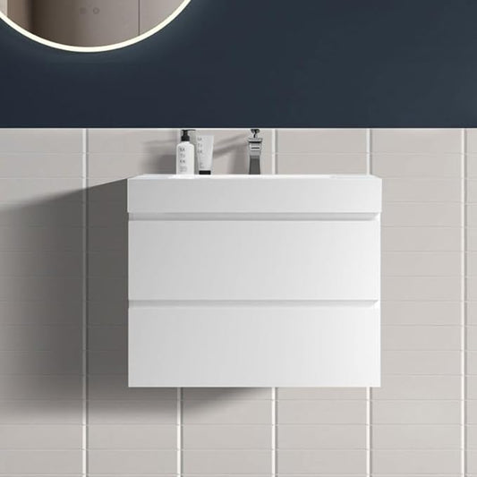 30" Floating Bathroom Vanity with Sink, Modern Bathroom Cabinet with Top and Soft Close Drawers, Spacious Storage for Small Space, White - Lavanda Collection