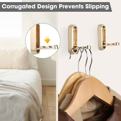 Foldable Wall Hook, Gold, 4 Pack, Screw Mounted, Heavy Duty Coat Hooks