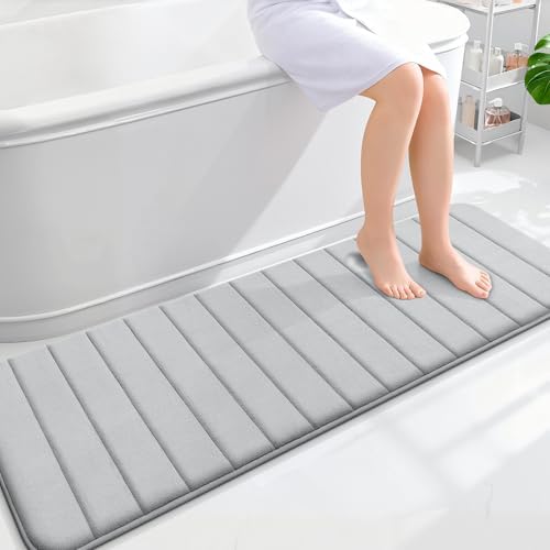 OLANLY Memory Foam Long Bathroom Rugs Runner 59x20, Super Soft Absorbent