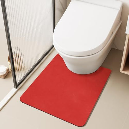 TYUU Thin Toilet Rug, Christmas Bathroom Rugs Non Slip, 20x24 U Shape Red
