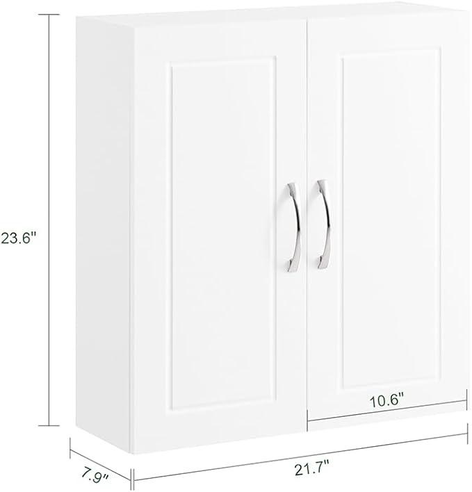 SoBuy Over Toilet Wall Mount Medicine Cabinet, Wall Size, White | Narrow Wall Mounted Over-Toilet Cabinet With Adjustable Shelves, Compact Storage For Kitchen & Bathroom, FRG231-T-W