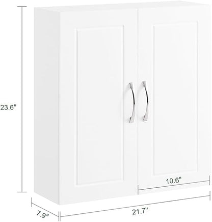 SoBuy Over Toilet Wall Mount Medicine Cabinet, Wall Size, White | Narrow Wall Mounted Over-Toilet Cabinet With Adjustable Shelves, Compact Storage For Kitchen & Bathroom, FRG231-T-W