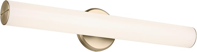 Kichler Rosh 24.25" LED Medium Bath Bar with White Glass in Champagne Bronze, Modern Minimalist, for Vanity, Fireplace, Buffet, Hallway, Vanity Mirror, (24.25" W x 5" H), 55188CPZLED