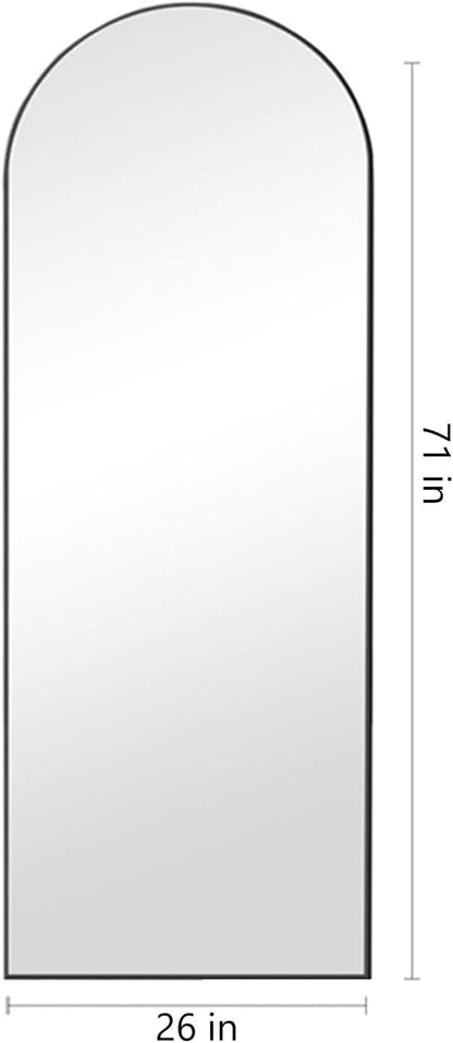 Dewfig Full Length Mirror, 70"x26" Arched Full Body Mirror, Black | Aluminum Alloy Frame Floor Mirror, HD Shatterproof Tempered Glass, Lean/Stand/Wall for Living Room,Bedroom, Dressing Room