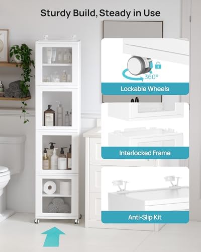 Vtopmart 63.2”H x 15.2“W Waterproof Bathroom Storage Cabinet for Tiny Space
