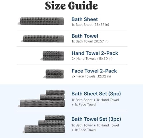 ONSEN Supima® Waffle Hand Towels, Quick Dry Lint Free 100% USA Cotton, Lightweight Absorbent Hand Towel Set, 16x30 in (Cinder Grey, Hand Towel 2-Pack)