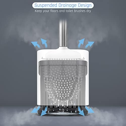 Sellemer Silicone Toilet Brush, Ventilation Slots Base Holder 1 Pack, White