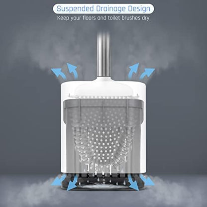 Sellemer Silicone Toilet Brush, Ventilation Slots Base Holder 2 Pack, White