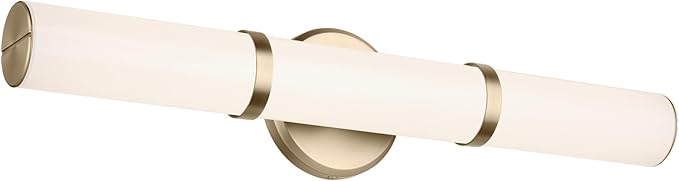 Kichler Rosh 24.25" LED Medium Bath Bar with White Glass in Champagne Bronze, Modern Minimalist, for Vanity, Fireplace, Buffet, Hallway, Vanity Mirror, (24.25" W x 5" H), 55188CPZLED